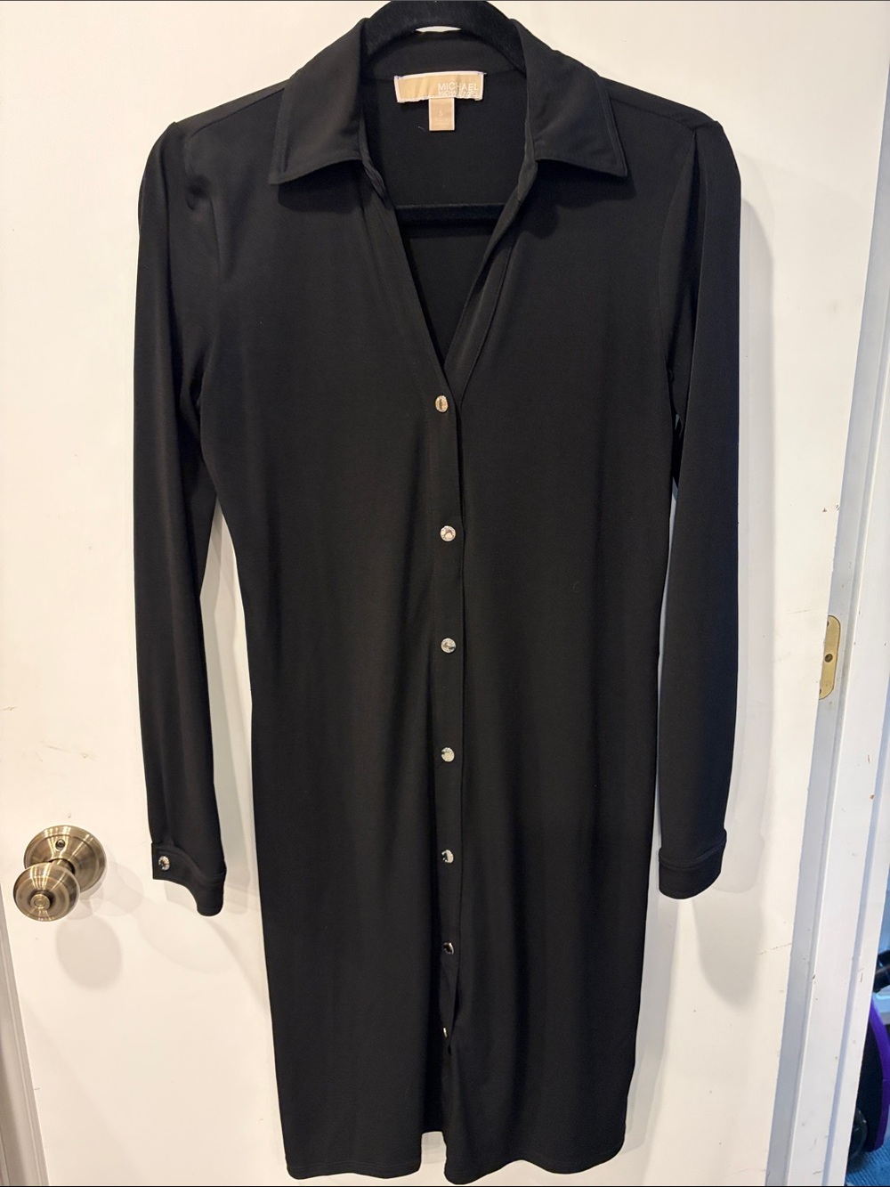 Michael Kors Women’s Black Button-Down Shirt Dress small Long sleeves